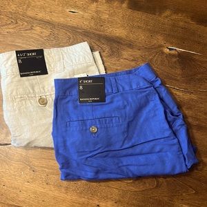 Two pair Banana Republic linen shorts